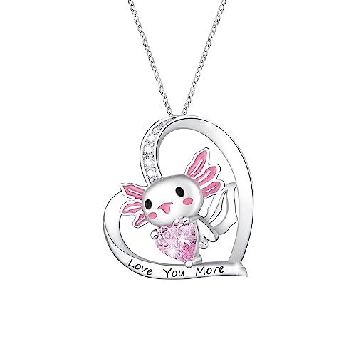 MAKOBLESSMOMO Niedliche Axolotl-Halskette für Mädchen, Damen-Kristallanhänger, Halsketten, Geschenke, Schmuck, Geschenke für Mädchen, Tochter, Enkelin, Nichte, Geburtstag