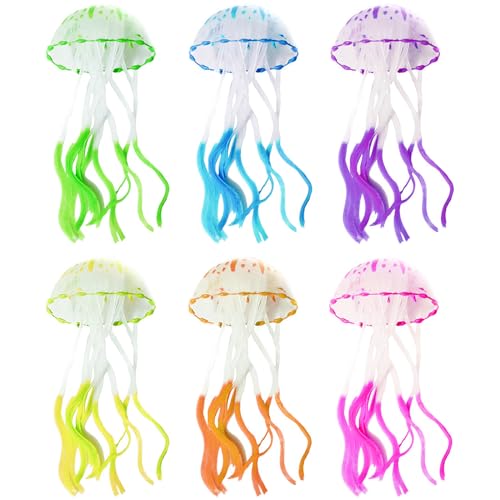 TYXHXTF 6Pcs Künstliche Quallen, Aquarium Dekoration, Leuchtende Quallen, Glühende Aqua Ornaments, Glühende Jellyfish Ornament Dekoration, Fisch Tank Glühende Ornament, für Aquarium Fisch Becken