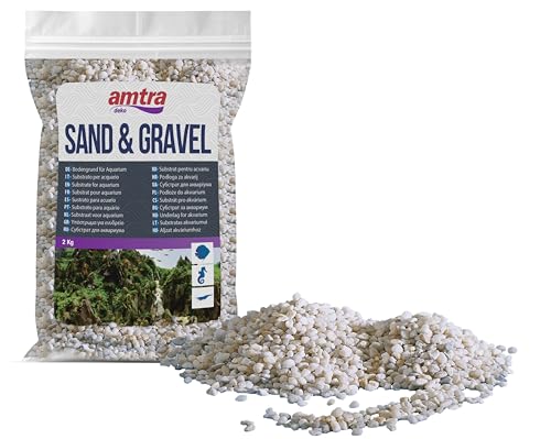 Amtra Gravel NOA - Natürlicher Aquarienkies, Dekoboden, weiße grobe Körnung 2-5 mm, Größe 2KG