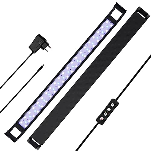 SWANEW LED Aquarium Beleuchtung,Aquariumbeleuchtung Lampe Weiß Blau Licht 20W 75-100CM Aquarium Lampe mit Verstellbarer Halterung für Süßwasser-Aquarien, Nicht wasserdicht