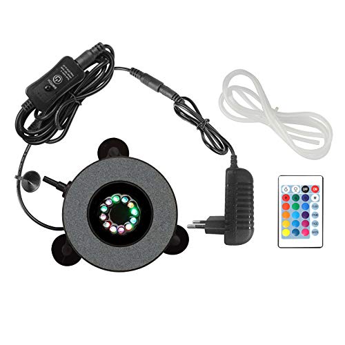 town sister 18 RGB LED Licht Fernbedienung Luftausströmer Luftstein Sauerstoffstein Sprudler Air Stone mit LED Luftblase für Hydroponik Aquarium Pumpe 16 Statische, 4 Arten von Dynamik Lichter