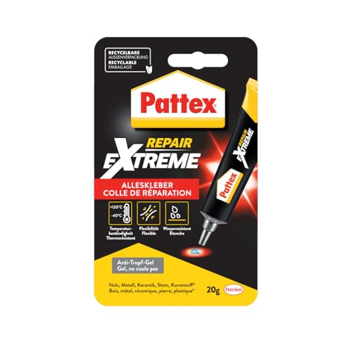 Pattex Repair Extreme, nicht-schrumpfender und flexibler Alleskleber, temperaturbeständiger Reparaturkleber, starker Kleber für innen und außen, 1x20g Tube