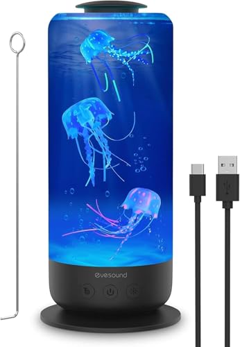 Quallen Lampe, Lavalampe, 2,5 Liter LED Jellyfish Lamp mit Geschwindigkeitskontrolle und 2 Lichtmodi USB, Quallen Aquarium Lampe Familienbüro Atmosphäre, Kindergeschenke (Schwarz)