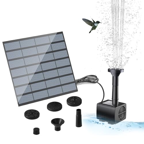 Solar Springbrunnen, 1.8W Solarpumpe Teichpumpe Solar Gartenbrunnen Wasserpumpe mit 4 Effekte, Solar Schwimmender Fontäne Pumpe für Garten,Teich,Vogel-Bad,Fisch-Behälte