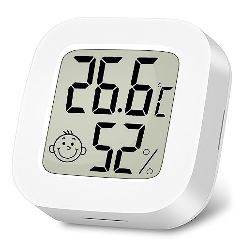 Ainiv Mini LCD Thermometer, Digital Thermometer Innen, Hygrometer Innen, Thermometer Hygrometer, Kabelloses, Luftfeuchtigkeit Meter für Babyzimmer Wohnzimmer Büro Gewächshaus(Weiß)