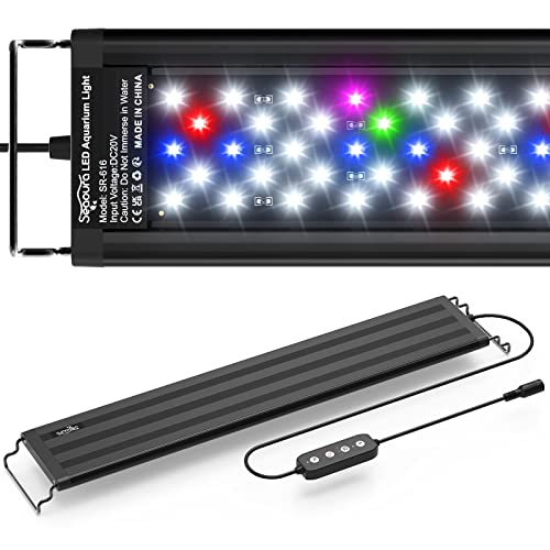 SEAOURA Aquarium LED Beleuchtung, Vollspektrum Aquarium Licht mit Timer Auto Ein/Aus, 10 Helligkeitsstufen Dimmbar, 3 Licht Modus für 46-60CM Süßwasser Aquarium, 14W