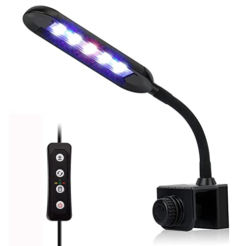 Aquarium Licht 3 Lichtfarbmodi 5 stufige Helligkeitseinstellung mit Timer und Memoryfunktion Aquarium Beleuchtung geeignet für Wasserpflanzen und Süßwasser Aquarien (6W für 20-30 cm Aquarien)