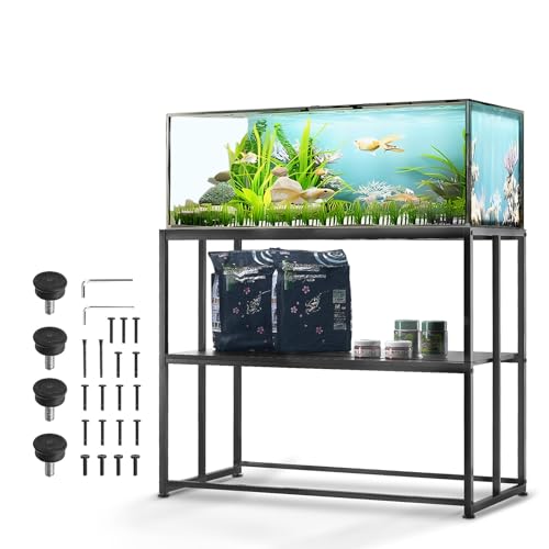 VEVOR Aquariumständer, 40 Gal Fischtankständer, 927 x 470 x 750 mm Stahlschildkrötentankständer, 152 kg Tragkraft, Reptilientankständer mit Aufbewahrung, Hardware-Kit & Rutschfesten Füßen Schwarz