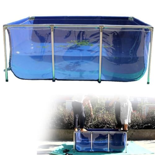 Aquarium-Poolteich, großer Fischteich aus Segeltuch, Fischschau-Wassertank mit Edelstahlrohren, Faltbarer Wasserspeicherteich, Zierschwimmbecken mit Ablassventil, Fischteich im Freien