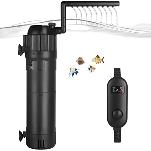 ITIY 5-in-1-Aquarium-U-V-Filter, 650L/H 6W interne Aquarienfilterpumpe mit Timer, um 180 ° Einstellbarer Tauchfilter für kleine Aquarien, Tropische Aquarien, Schildkrötenbecken