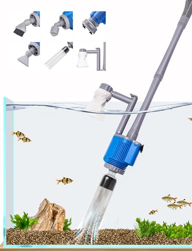 boxtech Aquarium Elektrisch Sand Kies Reiniger, Fischbehälter Staubsauger, Wasserwechsel Pumpe, Wasserdusche, Gravel Cleaner für Große und Kleine Fish Tank mit 86cm Grifflänge (Elektrisch Pumpe 28W)