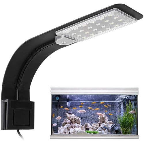 YANGUN LED Aquarium Licht, Clip-on Aquarium Lampe,10W Aquarium LED Beleuchtung mit EU-Stecker, 24 LEDs Aquarienleuchte, Wasserpflanzenbeleuchtung für Aquarium und Fische Tank Beleuchtung