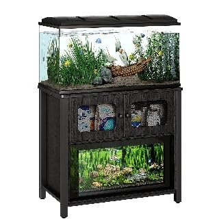 Redlife 50 Gal / 190 L Aquarium mit Unterschrank, Aquarium Unterschrank mit Ladesteckdose & Stauraum, 300 kg Tragkraft Aquarium Tisch für Terrarium, Anti-Kipp-Haken, 92x52x80.5 CM (Nur Kabinett)