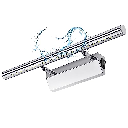 Glighone LED Spiegelleuchte Bad 5W 40cm Spiegellampe 180°einstellbar Edelstahl Kaltweiß mit Schalter