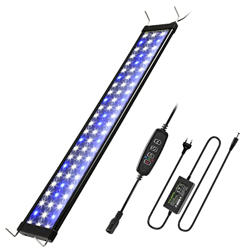 EINFEBEN LED Aquarium Beleuchtung, Weiß Blau Licht 20W Universal beleuchtung für aquarium ​mit Verstellbarer Halterung für 72-90cm Süßwasser-Aquarien