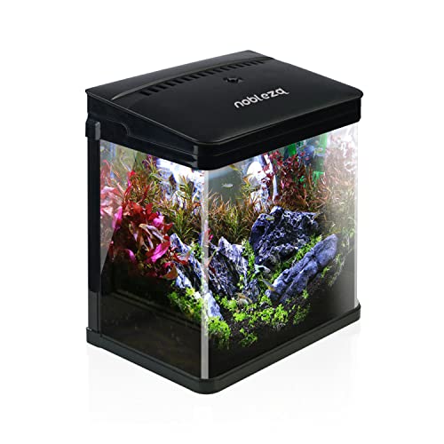 Nobleza - Nano-Fischtank-Aquarium mit LED-Leuchten & Filtersystem, tropischeAquarien, 7 Liter, Schwarz