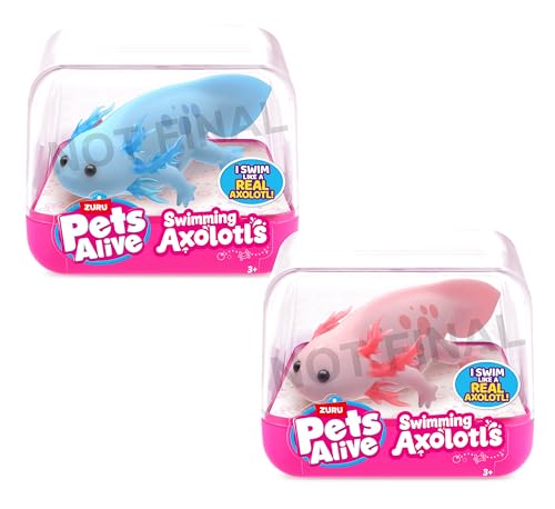 Pets Alive Robo Axolotl, Series 1, Swimming Axolotl, (2 Pack), Mailer Box