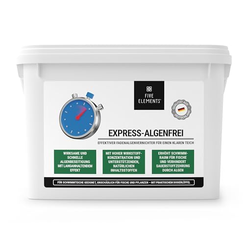 FIVE ELEMENTS® Express-Algenfrei | hochwirksamer Fadenalgenvernichter für einen klaren und gesunden Teich | Granulat | 4,5 kg