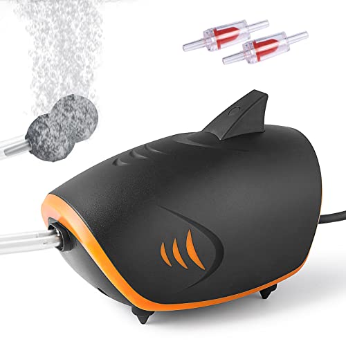 FEDOUR 4W Mächtig Aquarium Luftpumpe, 2-ausgänge leise Aquarium sauerstoffpumpe mit Allem Zubehör, für 50-700L Fish Tank