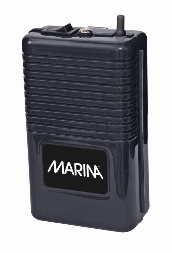 Marina 11134 Batterie Durchlüfterpumpe für Aquarien, verlässliche Back-up Luftquelle, mit Luftschlauch 45cm,und Austströmerstein, Schwarz