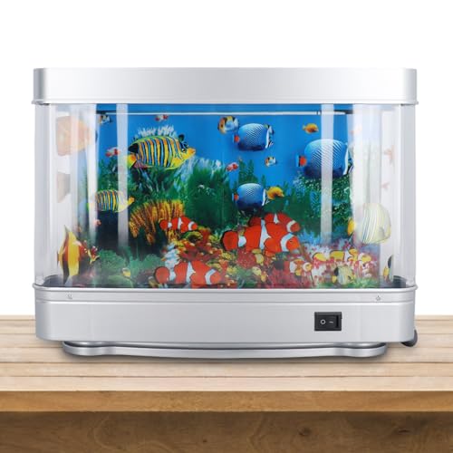 Künstliches Aquarium, Mini-Aquarium, Künstliche Tropische Fische, Dekorativer Virtueller Ozean, Künstliche Aquarium-Lampe mit Beweglichen Fischen, für Kinderzimmer und Erwachsene
