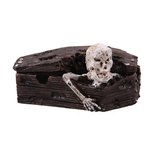 Miniatur Halloween Deko, Miniatur Halloween Skelett Figur Feengarten Deko, Mini Figuren Sarg Skelett Geist 2025 Friedhof Dorf Halloween Zubehör