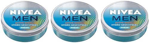 Nivea Men Active Energy Hydro Gesichtsgel Fresh, Gesichtspflege für 24h Feuchtigkeit, ultra-leichte Feuchtigkeitscreme mit 100% natürlicher Wasserminze, 3er Pack (3 x 75 ml)