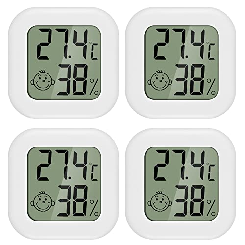 PAIRIER 4 Stück luftfeuchtigkeitsmesser Thermometer Innen Mini LCD Digital Thermometer Hygrometer Gauge für Babyzimmer Seniorenzimmer Arbeitszimmer Weinkeller usw