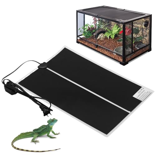 FENGQ Reptil Heizmatte, 7W Einstellbar Terrarium Heizmatte, Nicht-Klebendes Wärmematte für Reptilien mit Temperaturregelung für Reptilien Eidechse Gecko Schlangen Schildkröte Spinne Aquarium