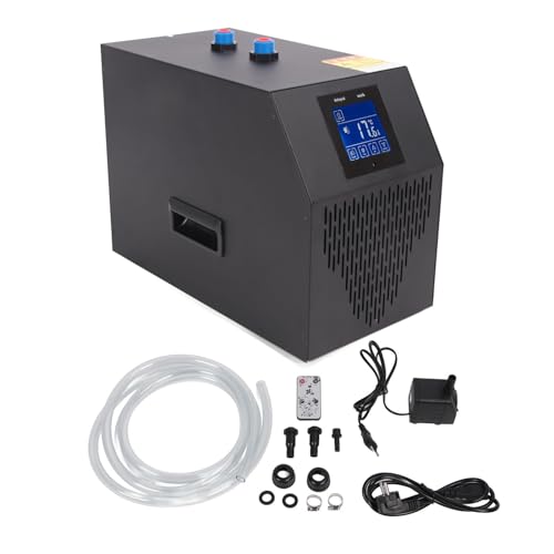 Sxhlseller 42Gal 1/10HP Aquarium Kühler mit Touchscreen und Romote Steuerung, Durchlaufkühler Set, Wassertank-Kühler-Kühlsystem für Fischriffgarnelen (EU-Stecker 220 V)