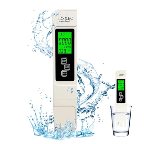 VOHESEA TDS/EC Wasserqualitätstest Meter, Tragbares TDS Messgerät für Trinkwasser, Leitwertmessgerät mit LED-Anzeige, Wasserqualität Tester für Trinkwasser, Teiche, Aquarien,Schwimmbecken,Fischteiche