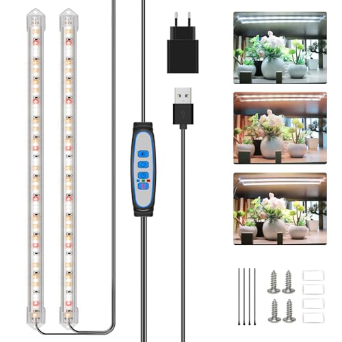 Kullsinss Pflanzenlampe LED Vollspektrum, Rote & Weiße Grow Light mit 120 LED, Pflanzenlicht mit Auto ON/Off Timer 6/12/16H, 5 Helligkeitsstufe, 3 Lichter Modi, Pflanzenleuchte für Zimmerpflanzen