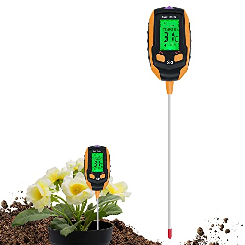 Mcbazel Bodenmessgerät, 5-in-1 Digitales Pflanzenbodenfeuchtigkeitsmessgerät mit PH/Temperatur/Feuchtigkeit/Licht/Umgebungsfeuchtigkeit für Gartenarbeit, Rasen, Landwirtschaft und Pflanzen im Freien
