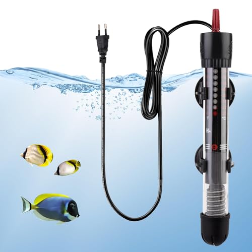 GOMETY Heizstab Aquarium 50W, 30L-60L Aquarium Heizstab, Einstellbar Aquariumheizer, Aquarium Heizung mit Thermostat Regelheizer für Fischtanks und Aquarium (20-34°C) (50W)