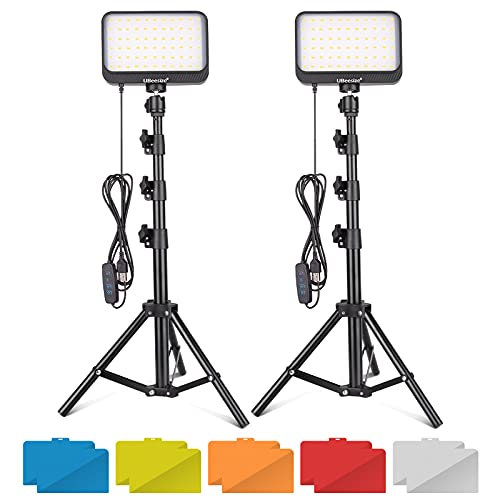UBeesize 2Pack LED Videolicht Dimmbares Kamera Licht mit Einstellbar Stativ Ständer und Farbfilter für Zoom, Spielestreaming, YouTube.