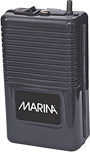 Marina 11134 Batterie Durchlüfterpumpe für Aquarien, verlässliche Back-up Luftquelle, mit Luftschlauch 45cm,und Austströmerstein, Schwarz
