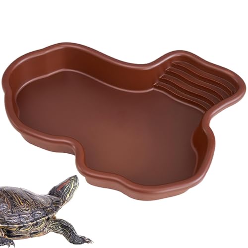 Schildkröten-Futternapf - Schildkröten-Futterschale, Schildkröten-Wasserschale, Schildkröten-Badeschale Mit Bodenablauf | Aquarium-Ornament Für Schildkröte, Bartagamen, Gecko Für Garten Balkon Hof