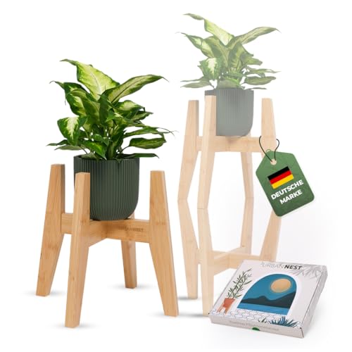 URBAN NEST Pflanzenständer Holz verstellbar und stapelbar - Premium Blumenständer Blumenhocker Pflanzenregal Pflanzenhocker aus Bambus - plant stand