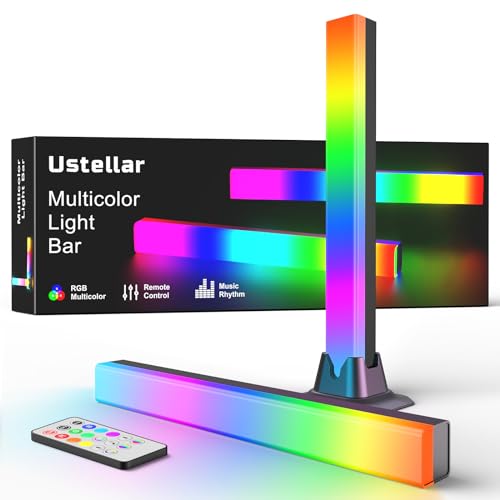 Ustellar RGB Lightbar, Musik Sync RGB IC LED Light Bar, USB Betrieben Ambient Lampe, Farbwechselnde Gaming TV Hintergrundbeleuchtung mit Fernsteuerung, 8 Dynamische Modi für Zimmer Gaming Deko