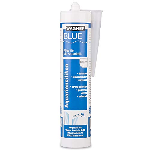 Wagner BLUE Aquariensilikon Kartusche 310 ml, Profi Silikon Dichtstoff für Aquarien und Ganzglaskonstruktionen, süß- und meerwasserbeständig, hohe Elastizität