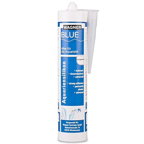 Wagner Blue Aquariensilikon Kartusche 310 ml, Profi Silikon Dichtstoff für Aquarien und Ganzglaskonstruktionen, süß- und meerwasserbeständig, hohe Elastizität