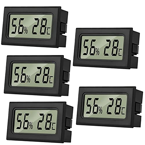 ARCELI 5 Digital Thermometer Innen Hygrometer Mini Hygrometer Thermometer Innen Reptilien Digitaler Hygrometer, für Büro, Küche, LCD-Thermometer Inkubator, Thermometer Gewächshaus