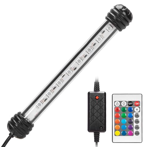 Nobleza - LED Aquarium Beleuchtung, IP67 Wasserdicht Aquarium Lampe mit Fernbedienung, RGB Multicolor Farbwechsel zum Beleuchten von Aquarienpflanzen(1.5w 20cm, RGB)