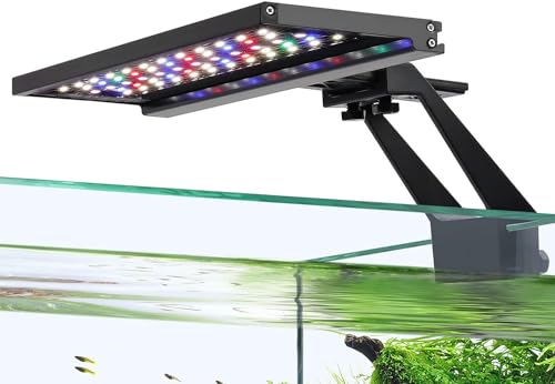 hygger Clip On Vollspektrum Aquarium LED Beleuchtung,14W Aquarium Beleuchtung Tag-Nacht Dual Timer, Sunrise-Day-Sunset-Moon Aquarium Licht, Einstellbare Timer mit 9 Farben für Bepflanzte Aquarien