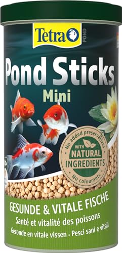 Tetra Pond Sticks Mini - Fischfutter für kleine Teichfische bis 15 cm, unterstützt gesunde Fische und klares Wasser im Teich, 1 L Dose