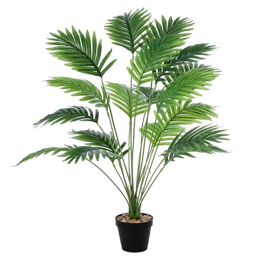 laamei Künstliche Pflanze Groß, 82CM Areca Palme 18 Zweige im Topf Real Touch Künstliche Pflanze Tropical Hawaii Grün Fake Plant für Schlafzimmer Büro Garten Hochzeit Party Deco