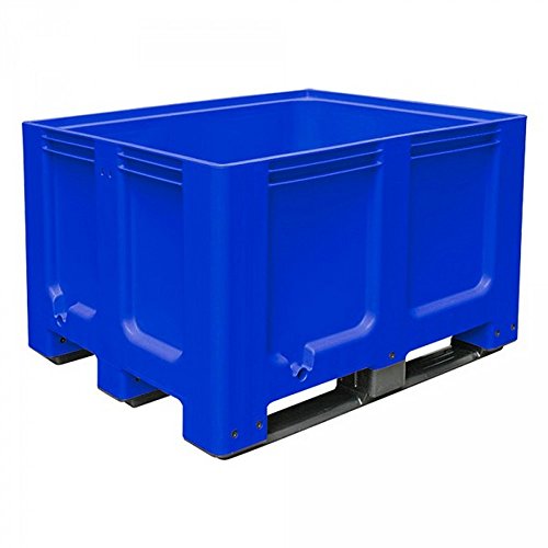 Palettenbox mit 3 Kufen, LxBxH 1200x1000x760 mm, geschlossen, blau, PE-HD, lebensmittelecht