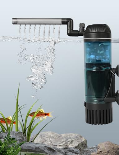 boxtech Aquarienfilter,Internerfilter Einstellbarer Tauchfilter 300 L/H (USB,1W)