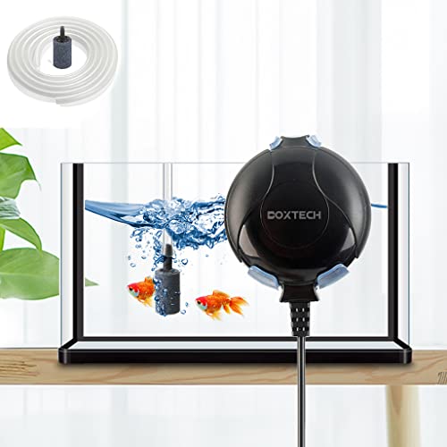 Sauerstoffpumpe Mini Leise Aquarium Oxygen Luftpumpe mit Air Stone und Silikonschlauch für Fischbecken und Die Nanoaquarien (schwarz)