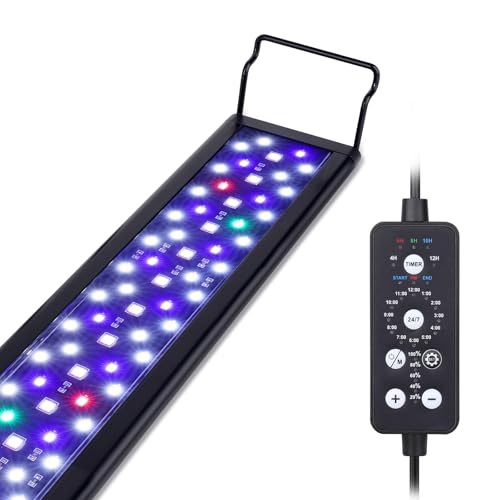 hygger Aquarium LED Beleuchtung,48W Vollspektrum Aquarium Beleuchtung,24/7 Aquarium Lampe Fish Tank Light mit 9 Mehreren Farben und 10 Einstellbare Helligkeit für 120-132cm Süßwasser Tanks